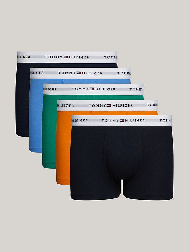 orange 5-pack signature essential logo waistband trunks for men tommy hilfiger