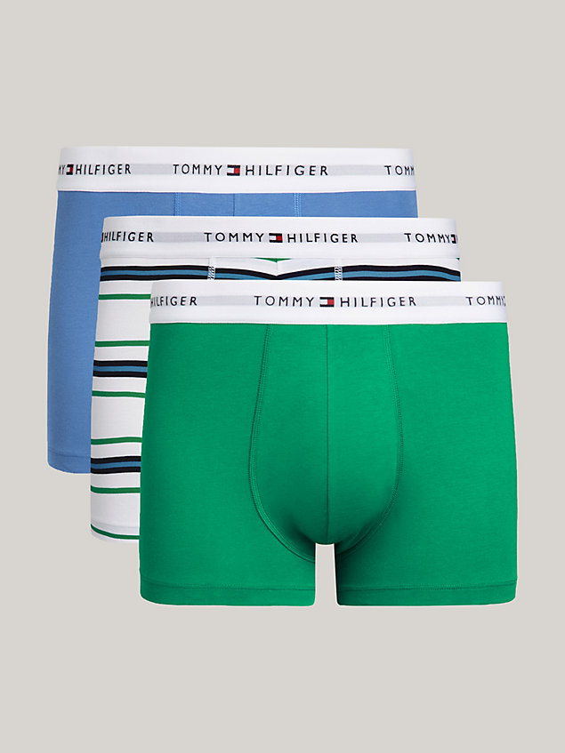 green 3-pack signature essential logo waistband trunks for men tommy hilfiger
