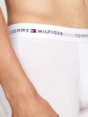 3 pack boxer aderenti con stampa e logo in vita bianco da uomini tommy hilfiger