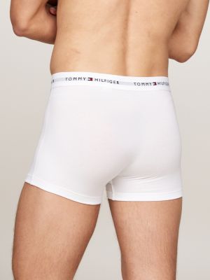 3 pack boxer aderenti con stampa e logo in vita bianco da uomini tommy hilfiger