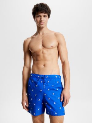 TH Monogram Mid Length Swim Shorts, BLUE