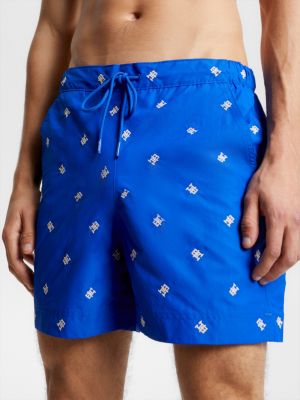 TH Monogram Mid Length Swim Shorts, BLUE