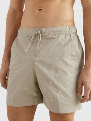 TH Monogram Mid Length Swim Shorts BEIGE Tommy Hilfiger