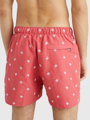 TH Monogram Mid Length Swim Shorts, RED