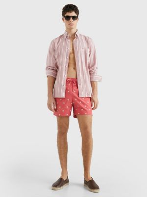 TH Monogram Mid Length Swim Shorts | RED | Tommy Hilfiger