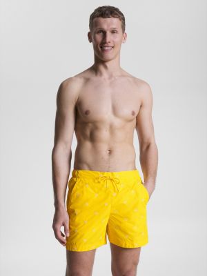 TH Monogram Mid Length Swim Shorts, YELLOW