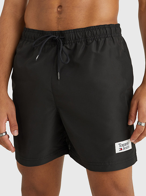 BLACK Essential Mid Length Swim Shorts for men TOMMY JEANS