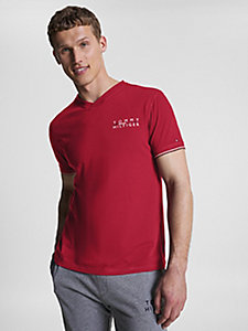 t-shirt lounge con nastro iconico rosso da uomo tommy hilfiger