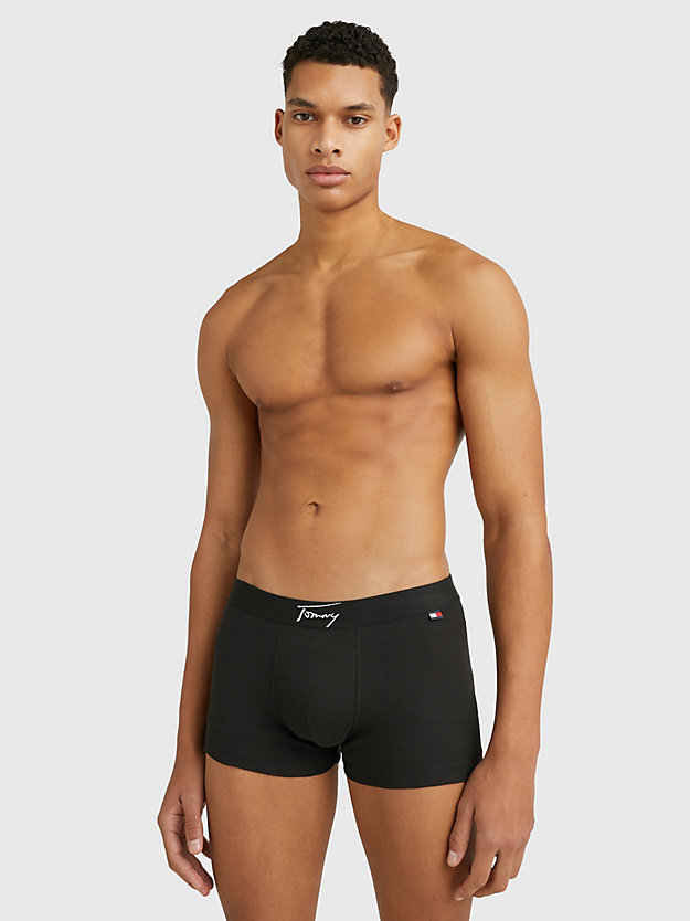 BLACK Signature Waistband Rib Trunks for men TOMMY JEANS