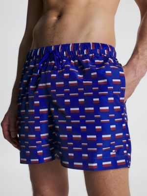 TH Monogram Mid Length Swim Shorts, BLUE