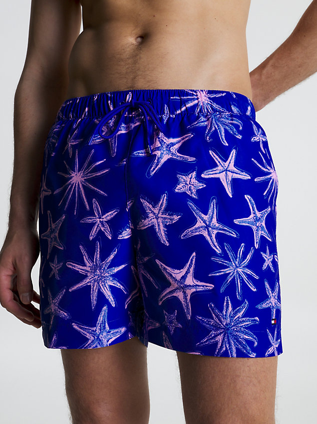 blue essential print mid length swim shorts for men tommy hilfiger