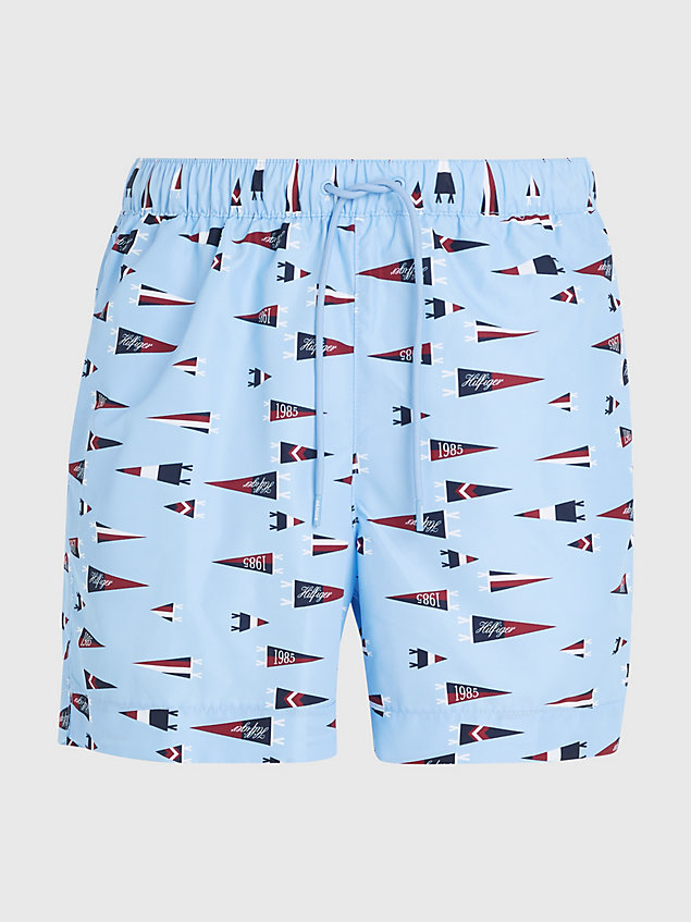 blue essential print mid length swim shorts for men tommy hilfiger