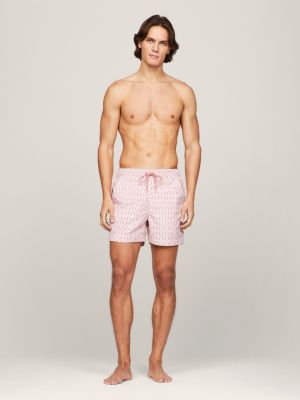 white th monogram mittellange badeshorts mit print für herren - tommy hilfiger