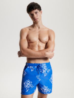 TH Monogram mittellange Badeshorts, BLAU