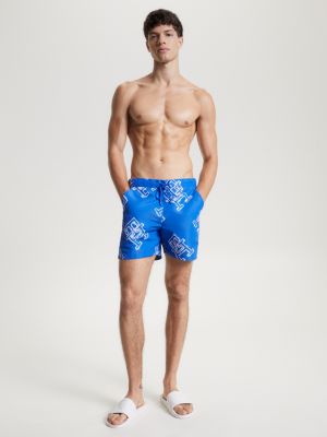 TH Monogram Mid Length Swim Shorts, BLUE