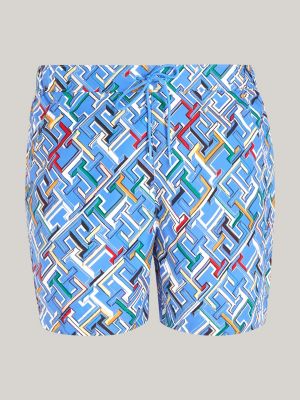 TH Monogram Print Mid Length Swim Shorts | Blue | Tommy Hilfiger