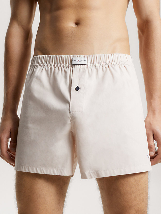 3 pack boxer shorts th established con logo beige da uomo tommy hilfiger