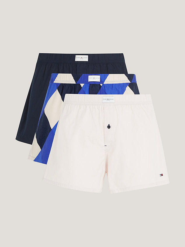 3 pack boxer shorts th established con logo beige da uomo tommy hilfiger