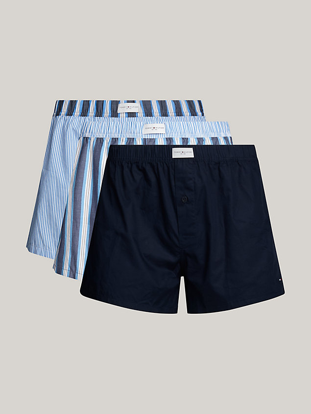 blue 3er-pack th established boxershorts mit print für herren - tommy hilfiger