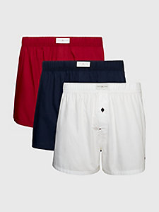 rood set van 3 geweven boxershorts met tailleband voor heren - tommy hilfiger