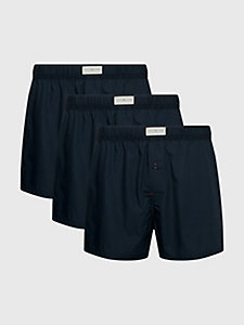wit set van 3 geweven boxershorts met tailleband voor heren - tommy hilfiger