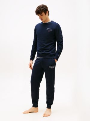 blau th original lounge-trainingspullover mit logo für herren - tommy hilfiger