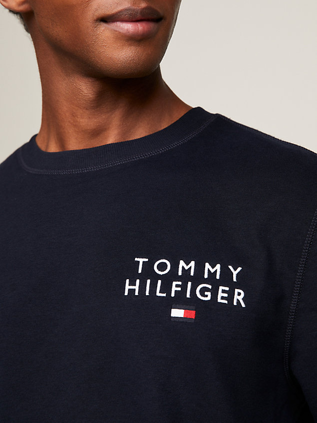 blue round neck logo sweatshirt for men tommy hilfiger