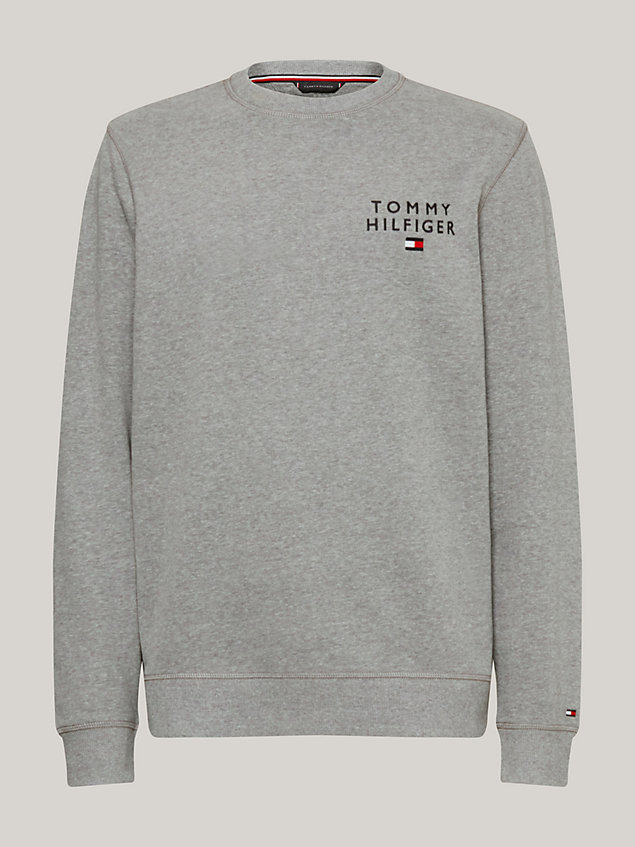 grey round neck logo sweatshirt for men tommy hilfiger