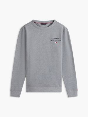 haut de survêtement th original à logo gris pour hommes tommy hilfiger