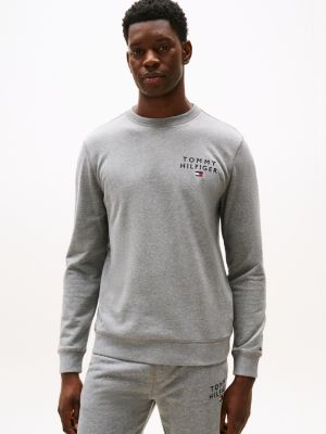 grey th original lounge-trainingspullover mit logo für herren - tommy hilfiger