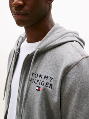 grey th original logo lounge hoody for men tommy hilfiger