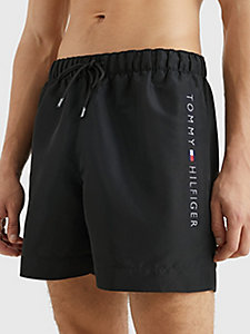 costume shorts media lunghezza con logo nero da uomo tommy hilfiger