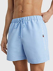 blauw medium lange zwemshort met logo voor heren - tommy hilfiger