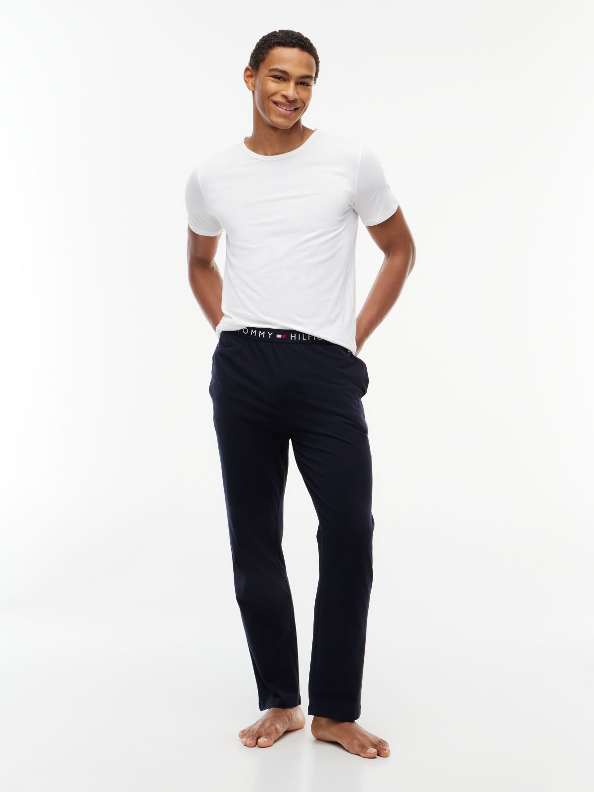 Logo Waistband Trousers — Blue