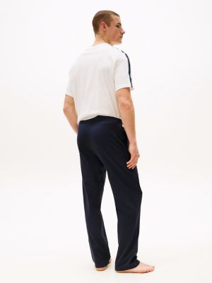 pantalon à ceinture logo bleu pour hommes tommy hilfiger