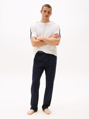 pantalon à ceinture logo bleu pour hommes tommy hilfiger