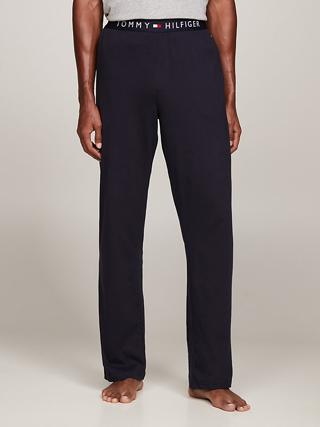 blue logo waistband trousers for men tommy hilfiger