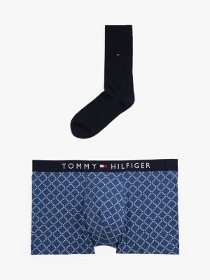 set regalo original boxer aderenti e calzini blu da uomini tommy hilfiger