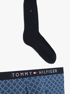 set regalo original boxer aderenti e calzini blu da uomini tommy hilfiger