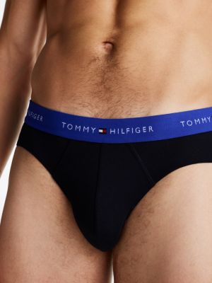 blue 3-pack logo waistband briefs for men tommy hilfiger