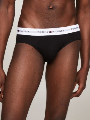 lot de 5 slips emblématiques à logo noir pour hommes tommy hilfiger