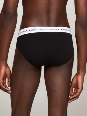 lot de 5 slips emblématiques à logo noir pour hommes tommy hilfiger