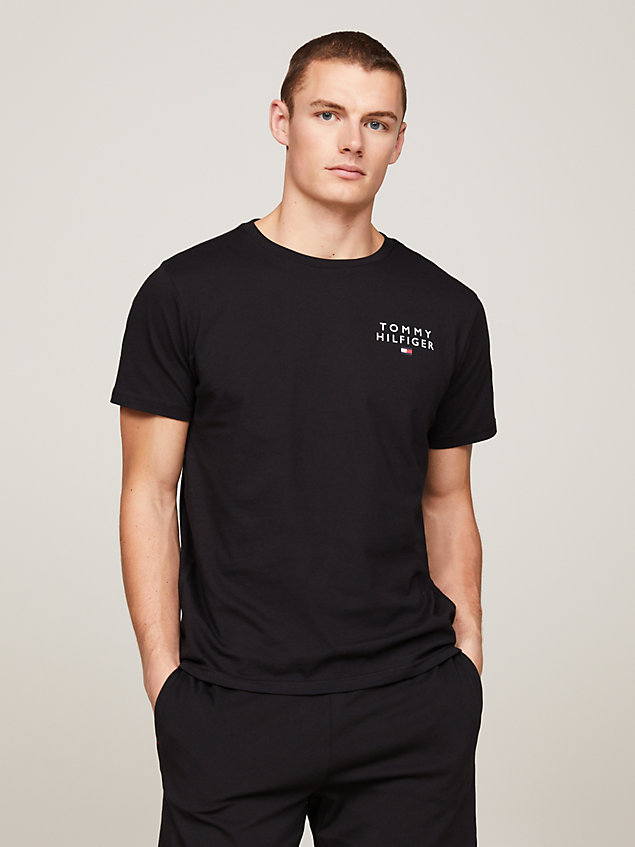 black th original lounge-t-shirt met logo voor heren - tommy hilfiger
