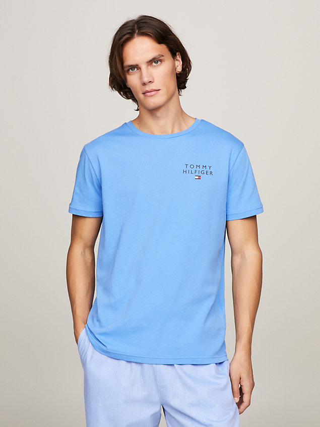 t-shirt lounge th original con logo blue da uomini tommy hilfiger