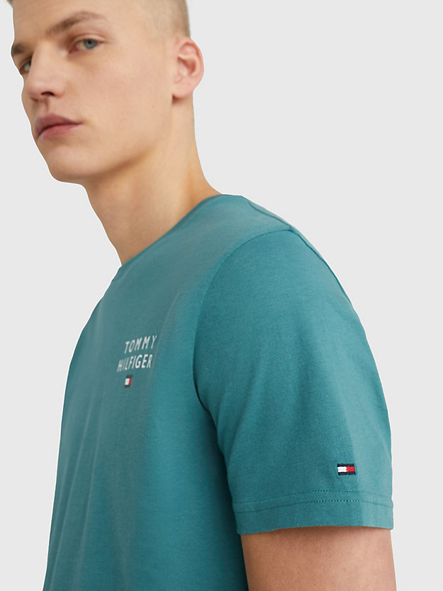 FROSTED GREEN Logo Embroidery T-Shirt for men TOMMY HILFIGER