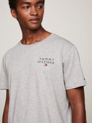 t-shirt lounge original con logo grigio da uomini tommy hilfiger