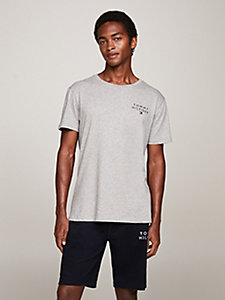 grau lounge-t-shirt mit logo für men - tommy hilfiger