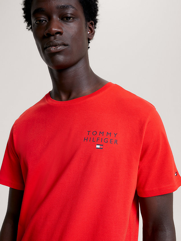 orange th original logo lounge t-shirt for men tommy hilfiger