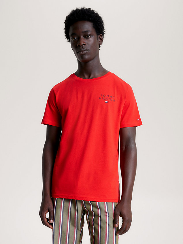 t-shirt lounge th original con logo orange da uomo tommy hilfiger