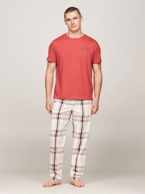 rood original lounge-t-shirt met logo voor heren - tommy hilfiger